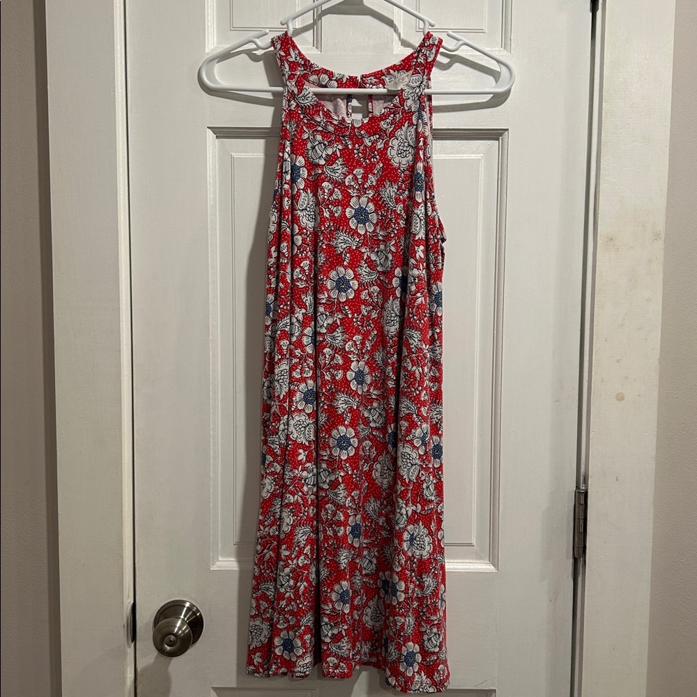 LOFT Red and Blue Floral Dress
